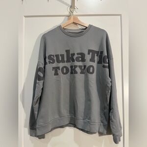 ONITSUKA TIGER X ANDREA POMPILIO Spell Out Crewneck Sweatshirt Thick Cotton XL